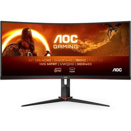 AOC CU34G2XP/BK 34.0&quot; 3440 x 1440 180 Hz Curved Monitor